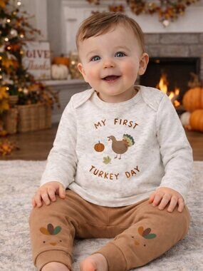 NWT Carter’s 6M Baby Boy Thanksgiving Outfit 3-Piece “My First Turkey Day” Set